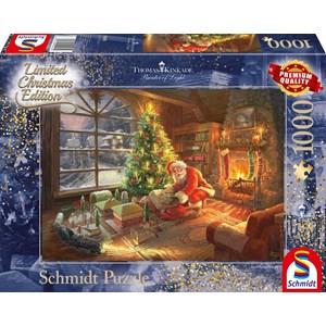 Schmidt Spiele (59495) - Thomas Kinkade: "Der Weihnachtsmann ist da!" - 1000 Teile Puzzle
