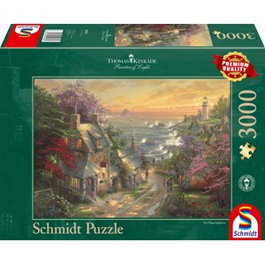 Schmidt Spiele (59482) - Thomas Kinkade: "Dörfchen am Leuchtturm" - 3000 Teile Puzzle