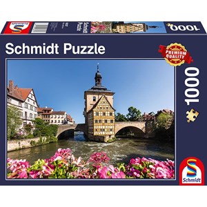 Schmidt Spiele (58397) - "Bamberg, Regnitz und Altes Rathaus" - 1000 Teile Puzzle