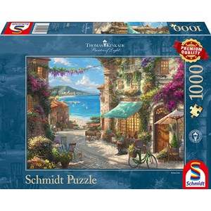 Schmidt Spiele (59624) - Thomas Kinkade: "Café an der italienischen Riviera" - 1000 Teile Puzzle