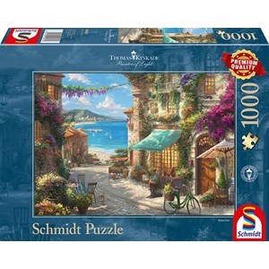 Schmidt Spiele (59624) - Thomas Kinkade: "Café an der italienischen Riviera" - 1000 Teile Puzzle