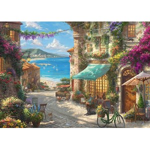Schmidt Spiele (59624) - Thomas Kinkade: "Café an der italienischen Riviera" - 1000 Teile Puzzle