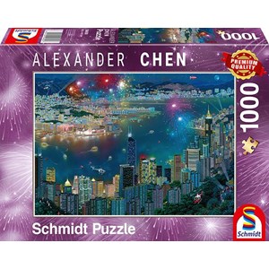 Schmidt Spiele (59650) - Alexander Chen: "Feuerwerk über Hongkong" - 1000 Teile Puzzle
