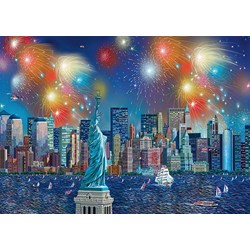 Schmidt Spiele (59649) - Alexander Chen: "Freiheitsstatue mit Feuerwerk" - 1000 Teile Puzzle