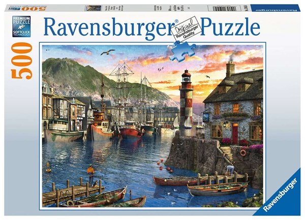 Ravensburger (15045) - "Sonnenaufgang im Hafen" - 500 Teile Puzzle