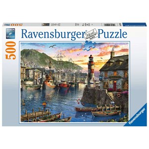 Ravensburger (15045) - "Sonnenaufgang im Hafen" - 500 Teile Puzzle