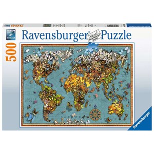 Ravensburger (15043) - "Antike Schmetterling-Weltkarte" - 500 Teile Puzzle