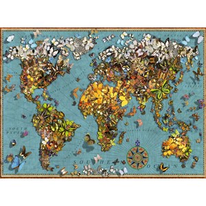 Ravensburger (15043) - "Antike Schmetterling-Weltkarte" - 500 Teile Puzzle
