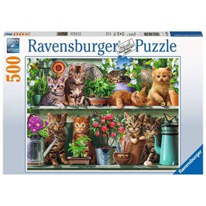 Ravensburger (14824) - "Katzen im Regal" - 500 Teile Puzzle