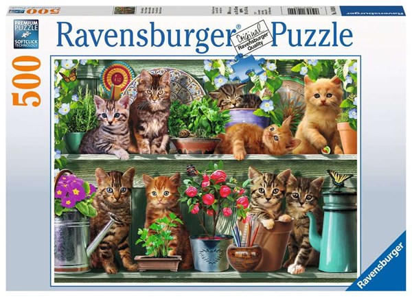 Ravensburger (14824) - "Katzen im Regal" - 500 Teile Puzzle