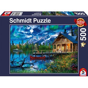 Schmidt Spiele (58365) - "Bergsee im Mondlicht" - 500 Teile Puzzle