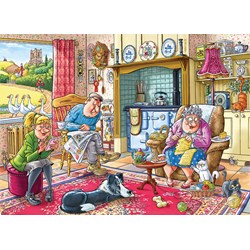 Jumbo (19175) - "Wasgij Mystery 17, Friede, Freude, Eierkuchen" - 1000 Teile Puzzle