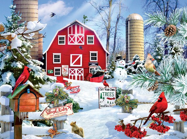 SunsOut (35025) - "A Snowy Day on the Farm" - 1000 Teile Puzzle