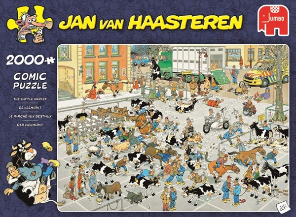 Jumbo (19078) - Jan van Haasteren: "Auf dem Viehmarkt" - 2000 Teile Puzzle