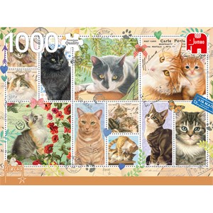 Jumbo (18813) - Francien van Westering: "Briefmarken Sammlung Katzen" - 1000 Teile Puzzle