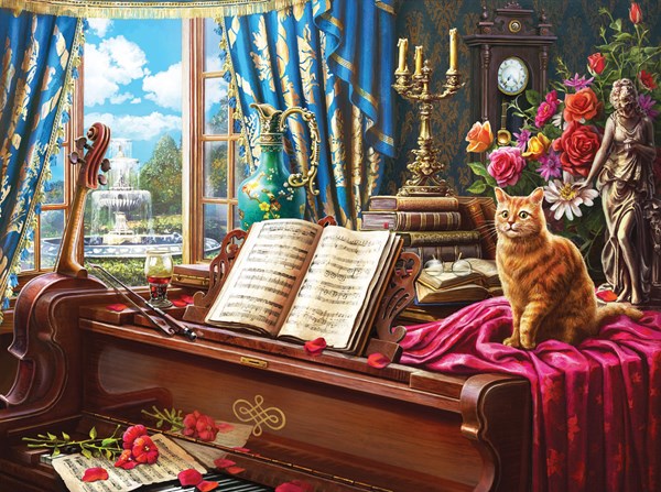 SunsOut (42936) - "Grand Piano Cat" - 1000 Teile Puzzle