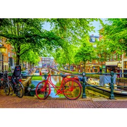 Bluebird Puzzle (70211) - "Red Bike in Amsterdam" - 1000 Teile Puzzle