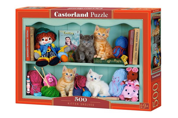 Castorland (B-53377) - "Kätzchen im Bücherregal" - 500 Teile Puzzle