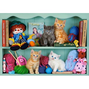 Castorland (B-53377) - "Kätzchen im Bücherregal" - 500 Teile Puzzle