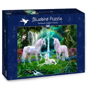 Bluebird Puzzle (70193) - "Rainbow Unicorn Family" - 1000 Teile Puzzle