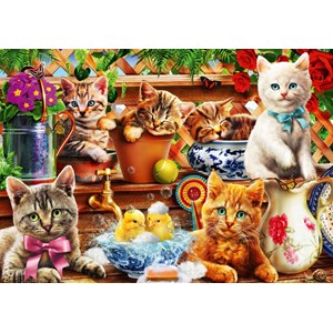 Bluebird Puzzle (70241) - Adrian Chesterman: "Kittens in the Potting Shed" - 1000 Teile Puzzle