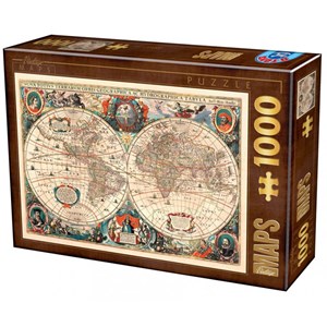 D-Toys (75710) - "Antike Weltkarte" - 1000 Teile Puzzle