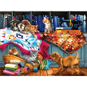 SunsOut (28874) - Tom Wood: "Quilting Room Mischief" - 1000 Teile Puzzle
