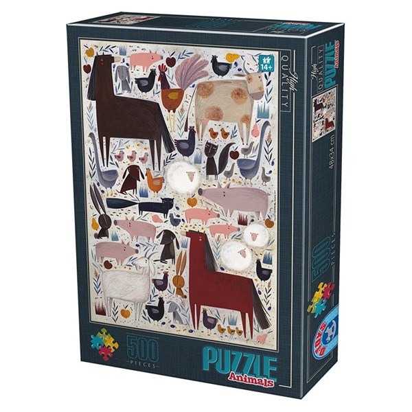 D-Toys (74348) - Kurti Andrea: "Farmtiere" - 500 Teile Puzzle