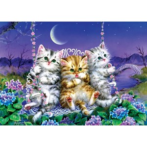 Art Puzzle (5086) - "Moonlight Swing Kittens" - 500 Teile Puzzle