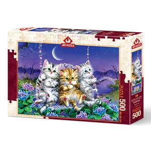 Art Puzzle (5086) - "Moonlight Swing Kittens" - 500 Teile Puzzle
