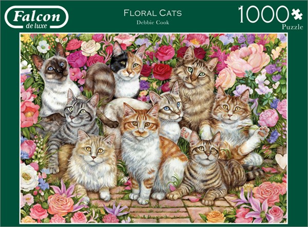 Falcon (11246) - "Katzen im Rosengarten" - 1000 Teile Puzzle
