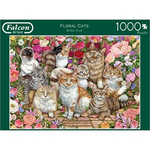 Falcon (11246) - "Katzen im Rosengarten" - 1000 Teile Puzzle