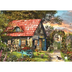 Jumbo (18529) - "Garten mit Gartenhaus" - 500 Teile Puzzle