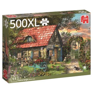 Jumbo (18529) - "Garten mit Gartenhaus" - 500 Teile Puzzle