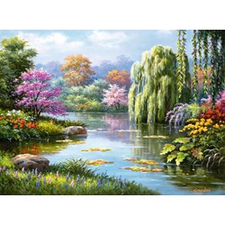 Ravensburger (14827) - "Romantik am Teich" - 500 Teile Puzzle