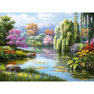 Ravensburger (14827) - "Romantik am Teich" - 500 Teile Puzzle