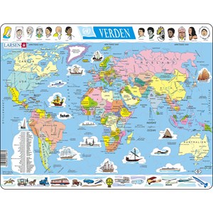 Larsen (K1-DK) - "The World Political Map" - 107 Teile Puzzle