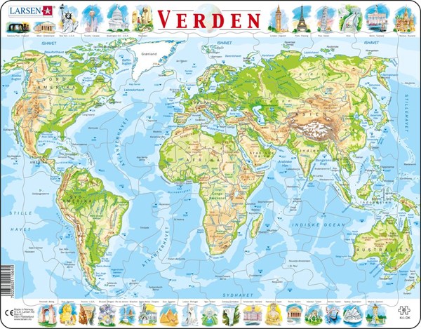 Larsen (K4-DK) - "The World Physical Map - DK" - 80 Teile Puzzle