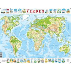 Larsen (K4-DK) - "The World Physical Map - DK" - 80 Teile Puzzle