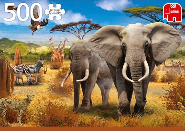 Jumbo (18802) - "Afrikanische Savanne" - 500 Teile Puzzle