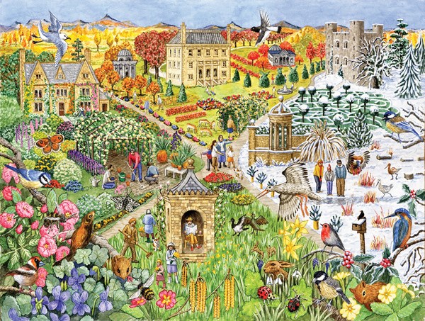 SunsOut (52439) - "English Country Life through the seasons" - 500 Teile Puzzle