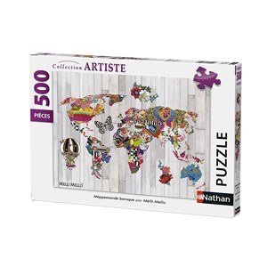 Nathan (87204) - "Barocke Weltkarte" - 500 Teile Puzzle