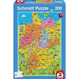 Schmidt Spiele (56312) - "Deutschlandkarte mit Bildern" - 200 Teile Puzzle