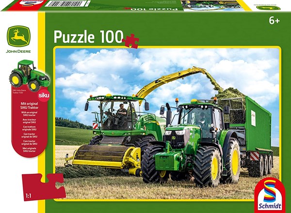 Schmidt Spiele (56315) - "Traktor 6195M und Feldhäcksler 8500i" - 100 Teile Puzzle