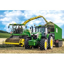Schmidt Spiele (56315) - "Traktor 6195M und Feldhäcksler 8500i" - 100 Teile Puzzle