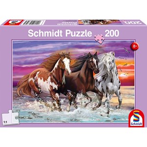 Schmidt Spiele (56356) - "Wildes Pferde-Trio" - 200 Teile Puzzle