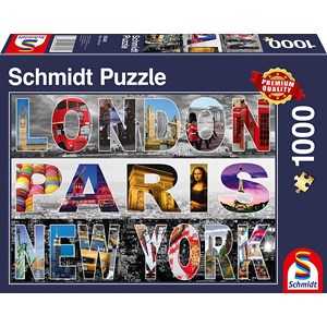 Schmidt Spiele (58348) - "London, Paris, New York" - 1000 Teile Puzzle
