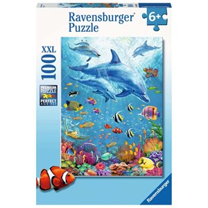 Ravensburger (12889) - "Delfine" - 100 Teile Puzzle
