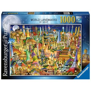 Ravensburger (19843) - "World Landmarks at Night" - 1000 Teile Puzzle
