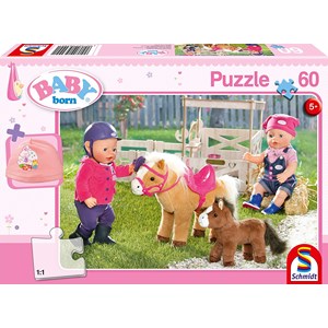 Schmidt Spiele (56299) - "Auf dem Ponyhof" - 60 Teile Puzzle